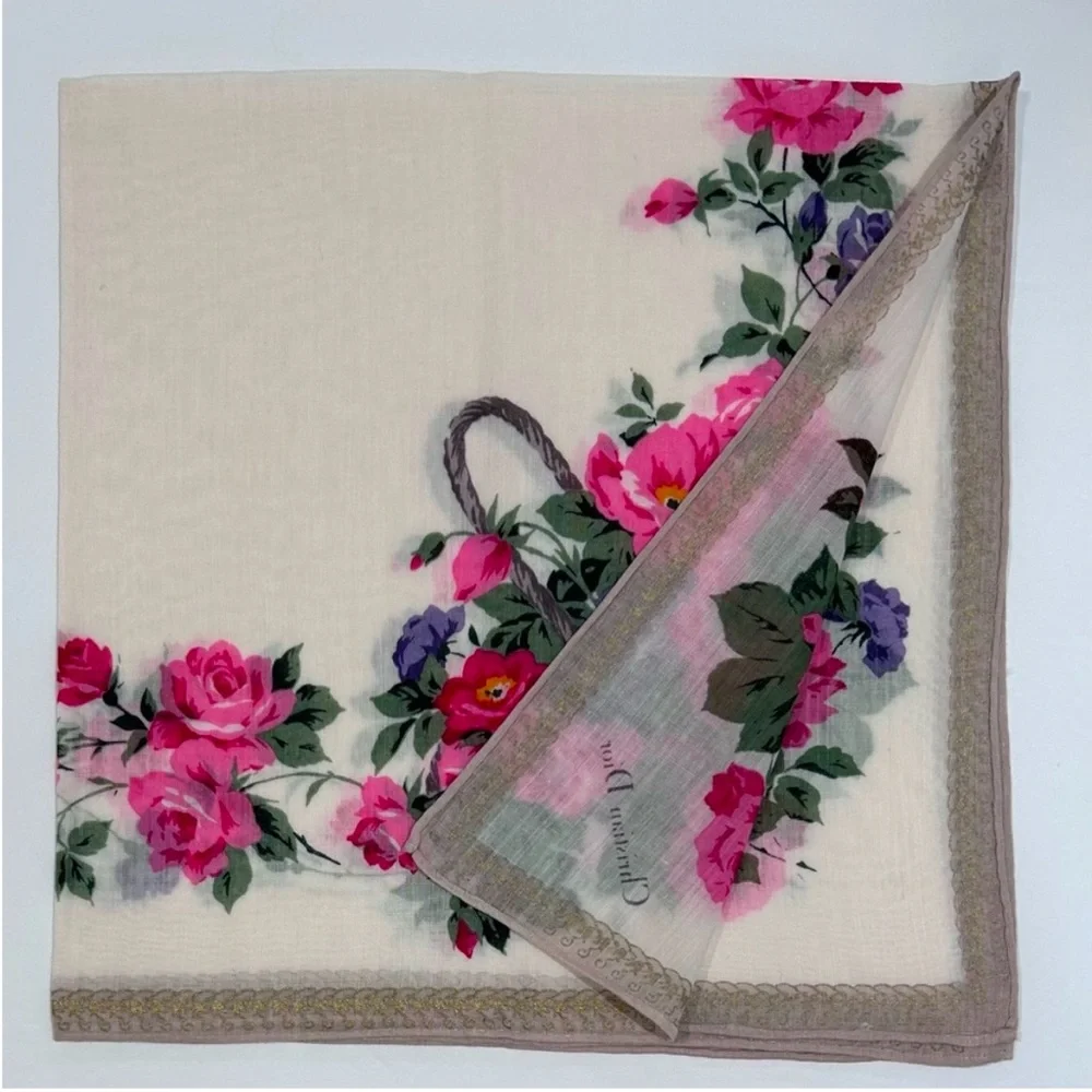 Christian Dior 100% Cotton Handkerchief or Scarf, faint blemish